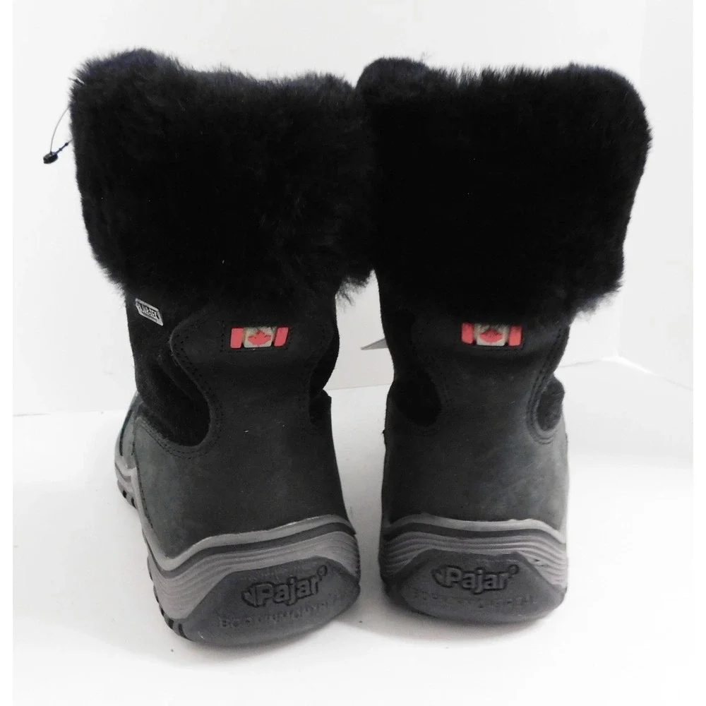 Pajar Womens Waterproof Sheepskin Lined Winter Boots Black Size 7-7.5 Abbie NWT